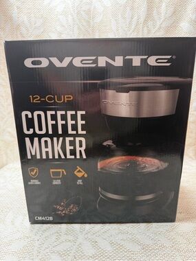 Ovente 12-Cup Coffee Maker - Black and Stainless